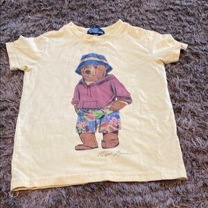 Ralph Lauren Kids Yellow Tee with Bear in Hat